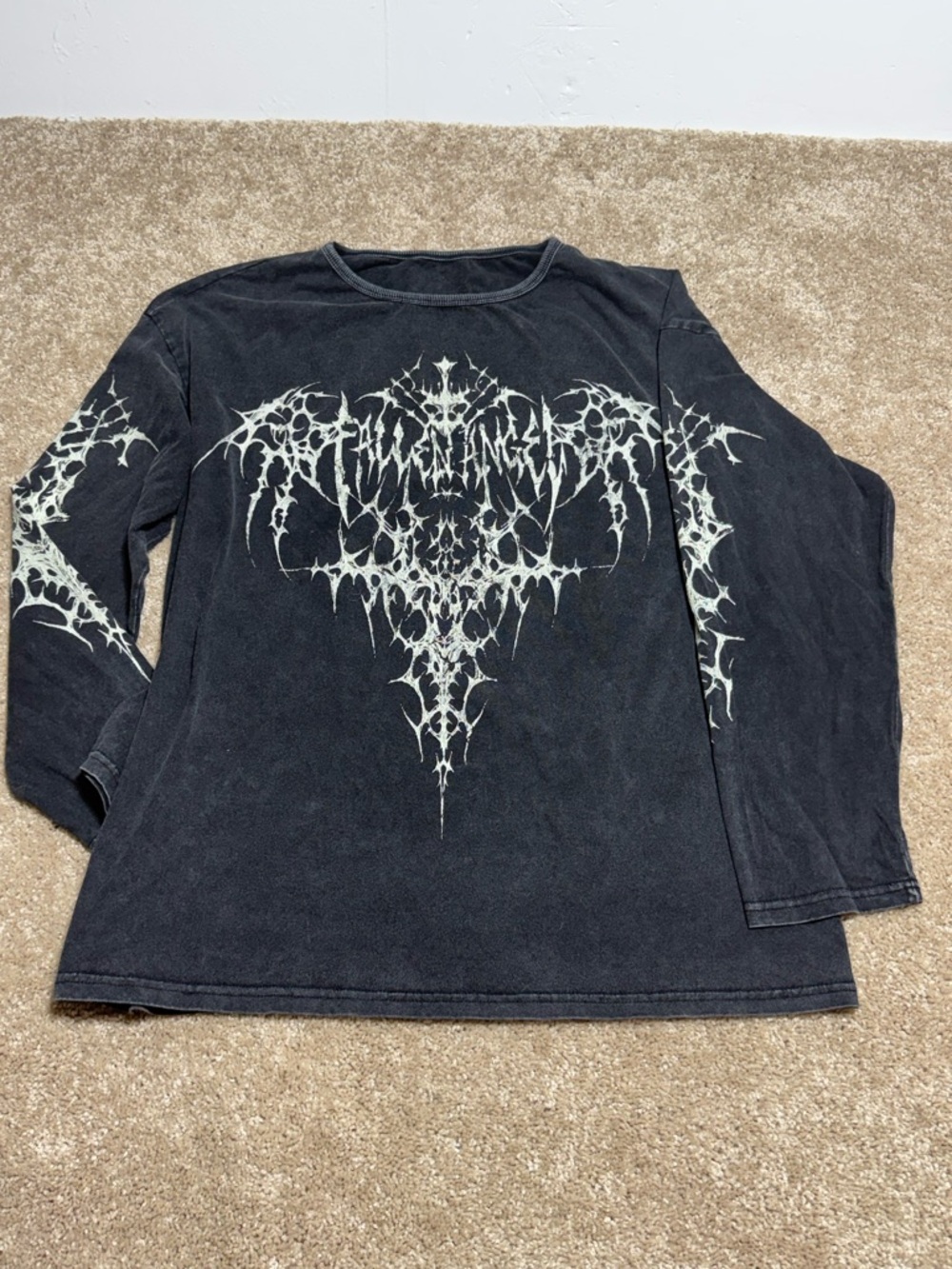 Black Graphic Long Sleeve Band Tee
